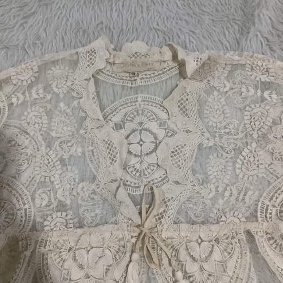 Jens pirate booty women’s cream floral lace boho top size small - Picture 5 of 11